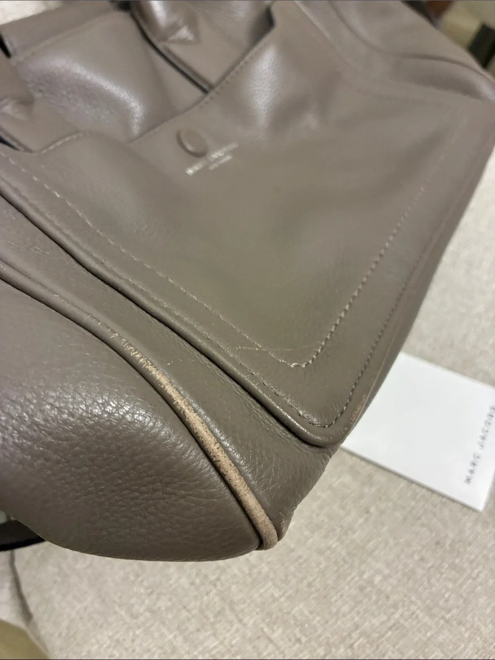 Marc Jacobs Gray Pebbled Leather Satchel with Detachable Strap
